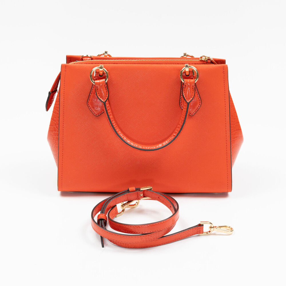 MICHAEL Michael Kors Marilyn Leather Satchel Orange 220017 - Picture 2 of 7